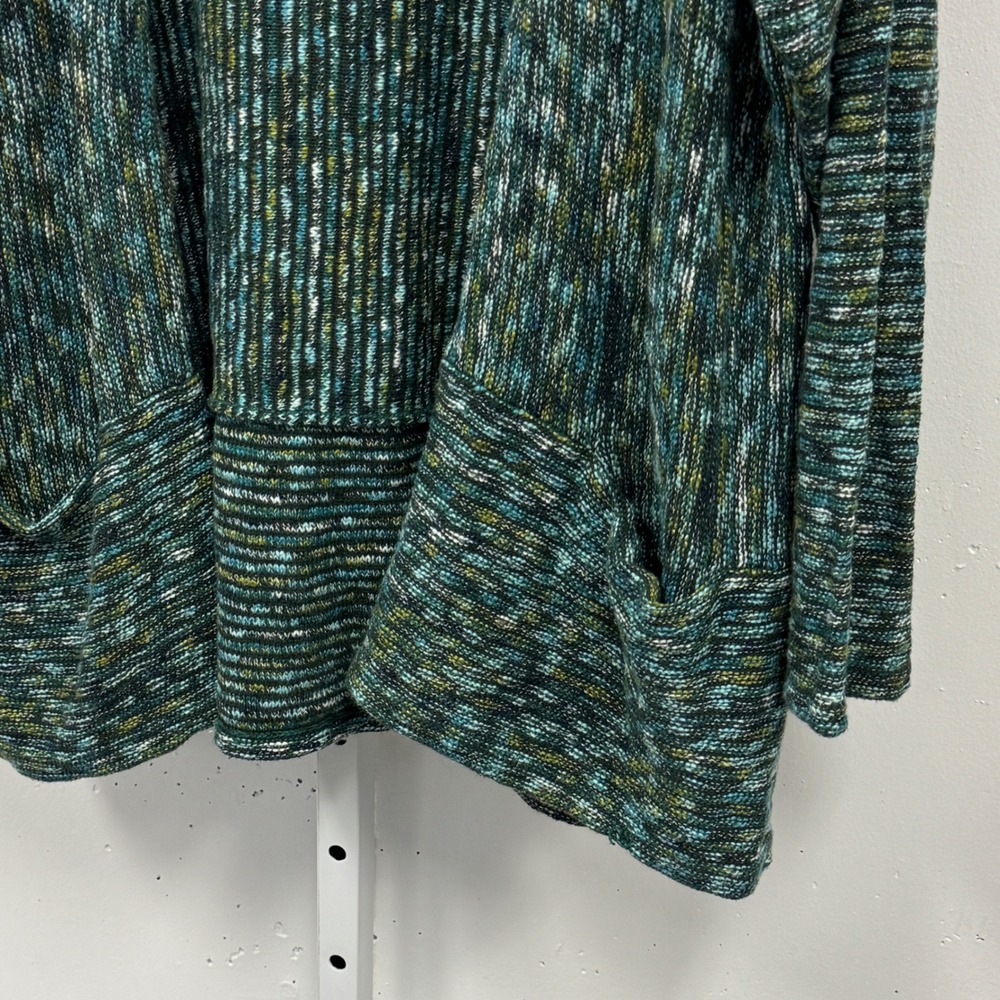 J. Jill Green Space Dye Open Front Cardigan Sweater XL Petite Cotton Blend - Picture 5 of 9